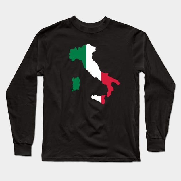 Italian Flag Italy Map Long Sleeve T-Shirt by sweetsixty